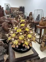 Bình Hoa Mai Vàng - Lá Gỗ Sưa, Bình Cẩm Tây Bắc MQ07