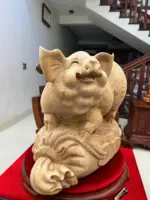 Tượng Heo Gỗ Ngọc Am Liền Khối To Mộc Đẹp Đang Lên Tuyết Cao 39, Ngang 43, Sâu 26 - Ảnh 2