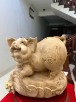 Tượng Heo Gỗ Ngọc Am Liền Khối To Mộc Đẹp Đang Lên Tuyết Cao 39, Ngang 43, Sâu 26 - Ảnh 6