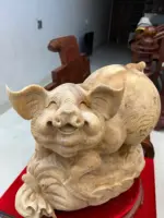 Tượng Heo Gỗ Ngọc Am Liền Khối To Mộc Đẹp Đang Lên Tuyết Cao 39, Ngang 43, Sâu 26 - Ảnh 3