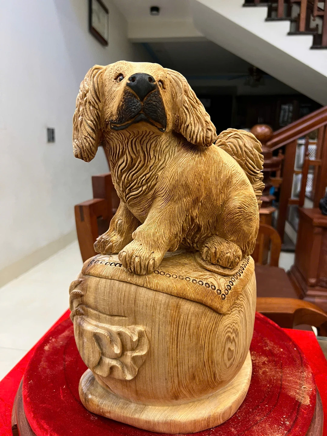 Cún Gỗ Ngọc Am Liền Khối