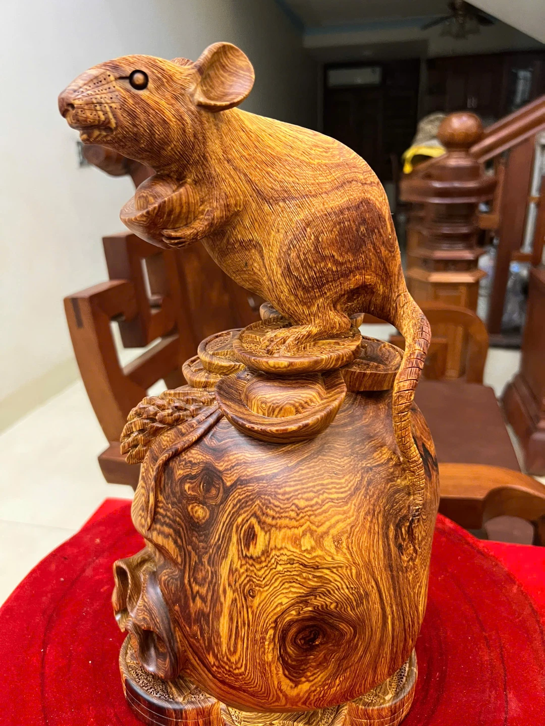 Chuột Gỗ Cẩm Việt Liền Khối Siêu Vân